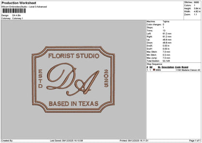 Datext V1 Embroidery File 6 sizes