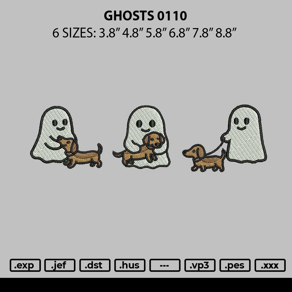Ghosts 0110 Embroidery File 6 sizes