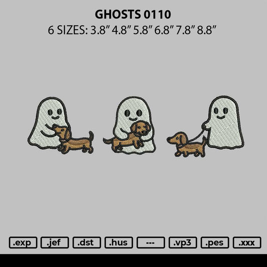 Ghosts 0110 Embroidery File 6 sizes