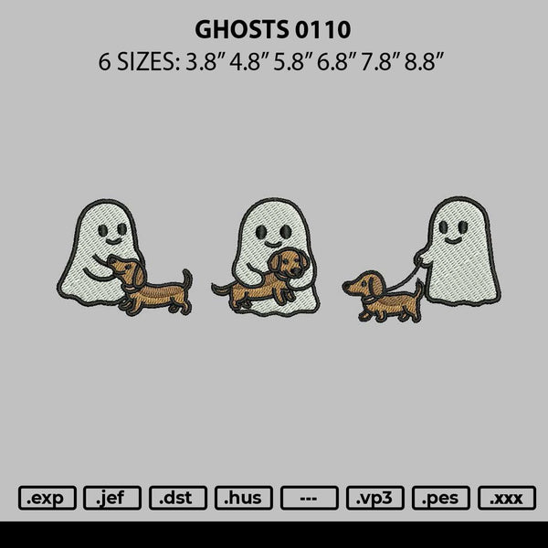 Ghosts 0110 Embroidery File 6 sizes