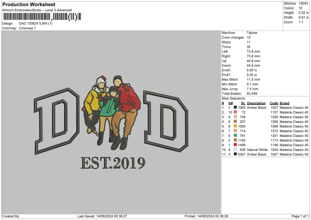 Dad 1306 Embroidery File 6 sizes