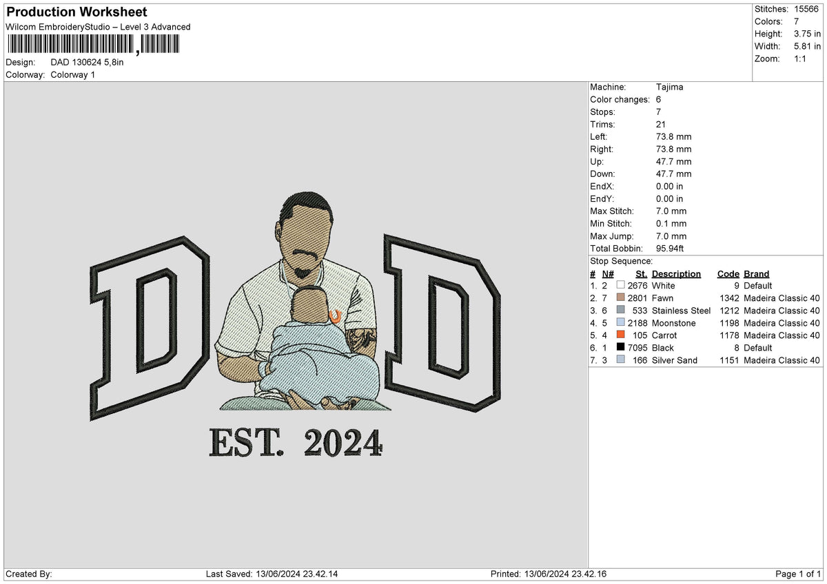 Dad 1306 Embroidery File 6 sizes