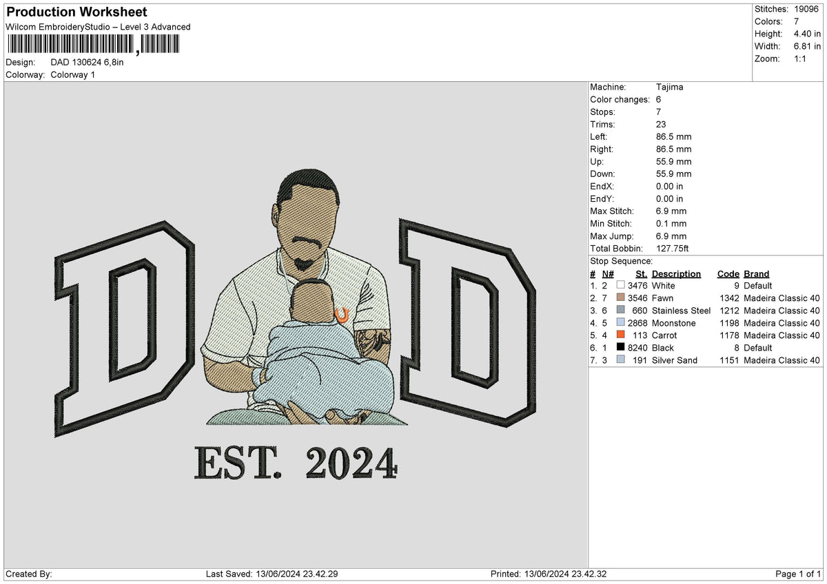 Dad 1306 Embroidery File 6 sizes
