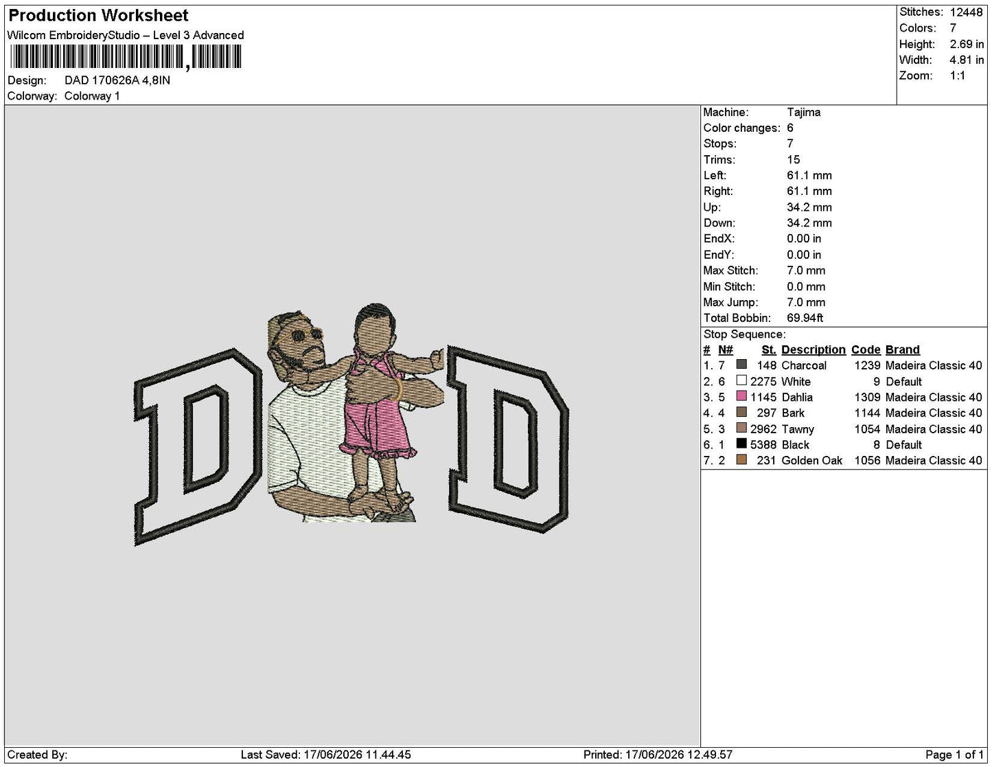 Dad Photo 170626A Embroidery Machine Design File