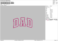 Dad 1 Color Embroidery File 6 sizes