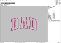 Dad 1 Color Embroidery File 6 sizes