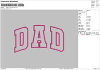 Dad 1 Color Embroidery File 6 sizes