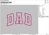 Dad 1 Color Embroidery File 6 sizes