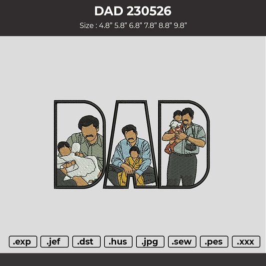DAD 230526 Embroidery Machine Design File 6 sizes