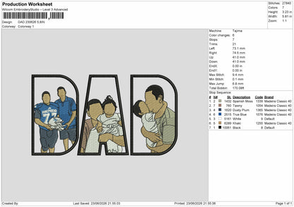 Dad Photo 2306 Embroidery Machine Design File 6 sizes