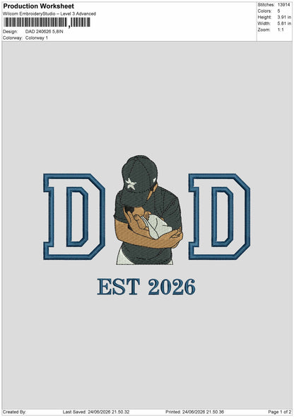 Dad 2406 Embroidery Machine Design File 6 sizes