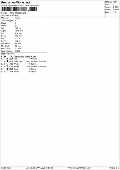 Dad 2406 Embroidery Machine Design File 6 sizes
