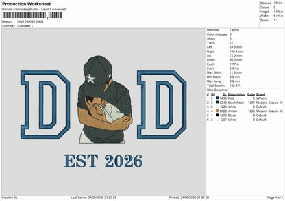 Dad 2406 Embroidery Machine Design File 6 sizes