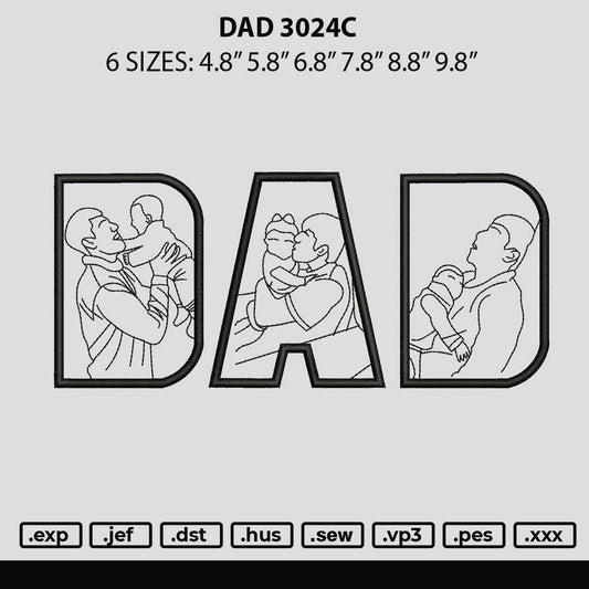 Dad 3024c Embroidery File 6 sizes