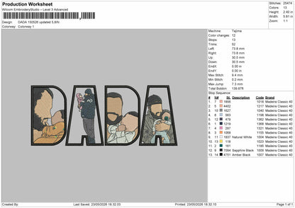 Dada 1505 Embroidery File 6 sizes