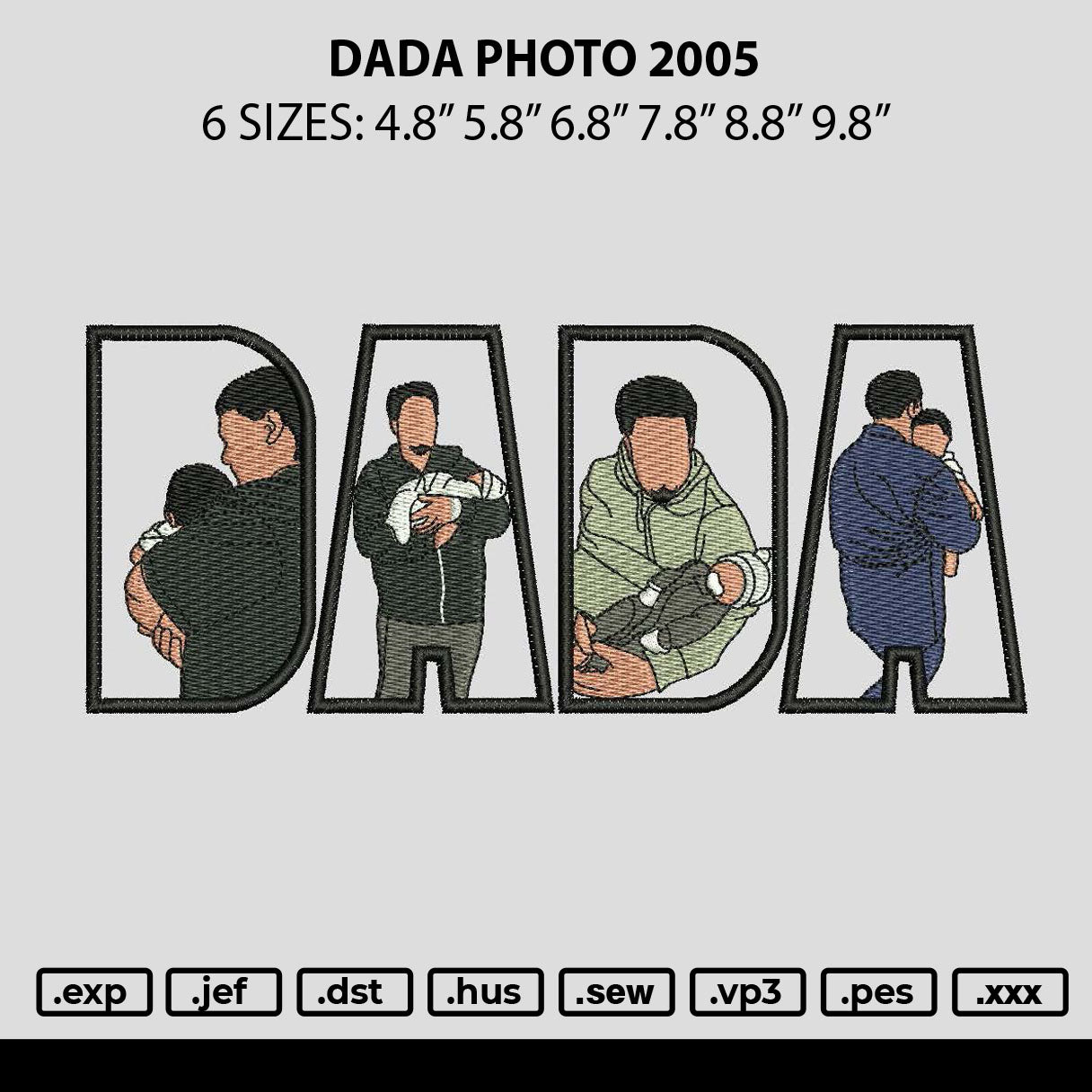 Dada Photo 2005 Embroidery Machine Design File 6 sizes