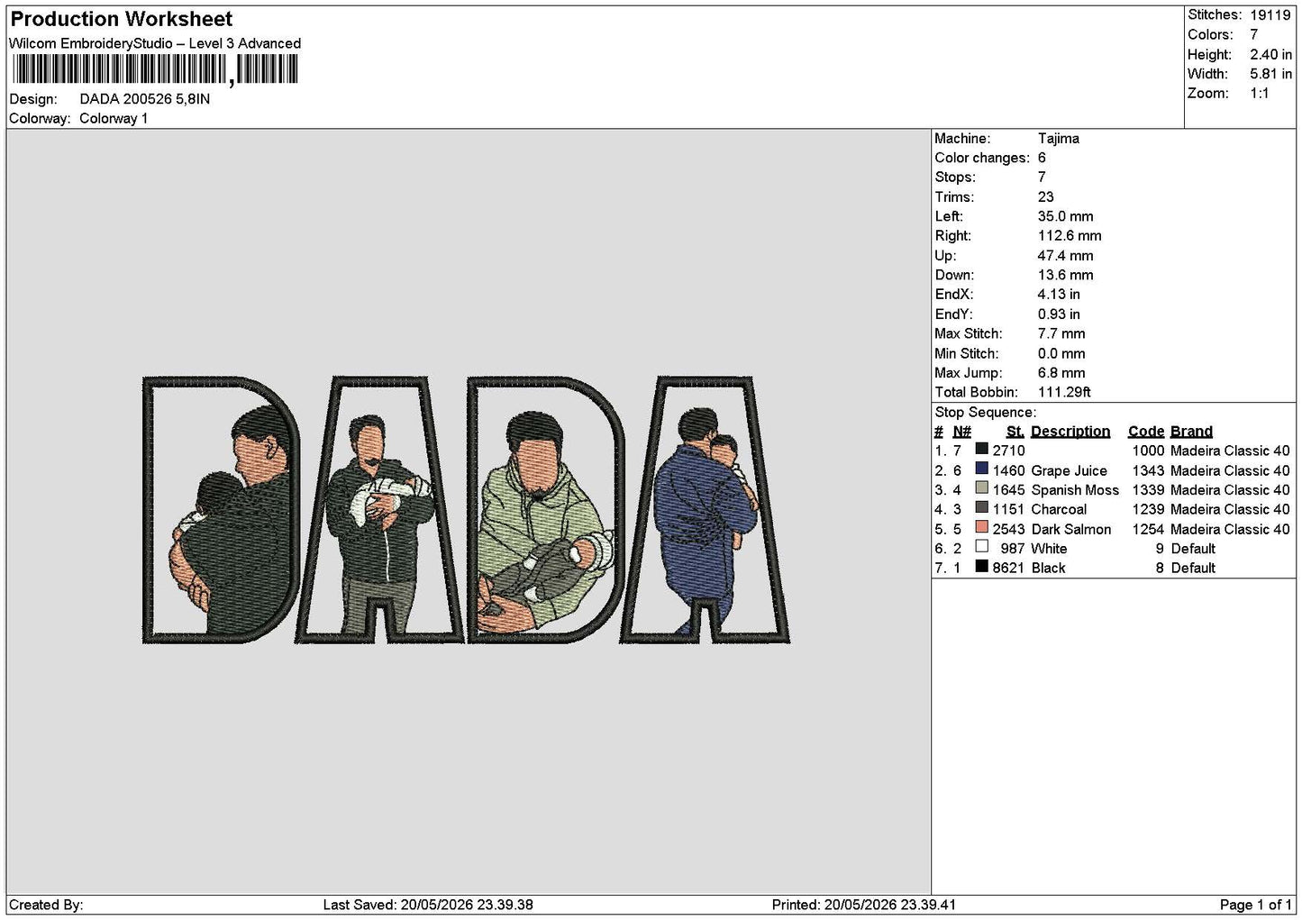Dada Photo 2005 Embroidery Machine Design File 6 sizes