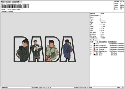 Dada Photo 2005 Embroidery Machine Design File 6 sizes