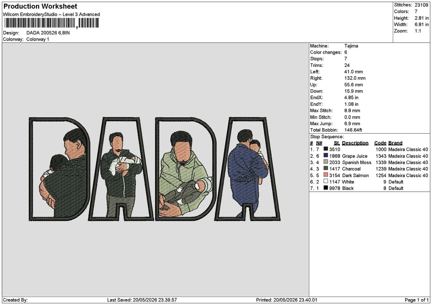 Dada Photo 2005 Embroidery Machine Design File 6 sizes