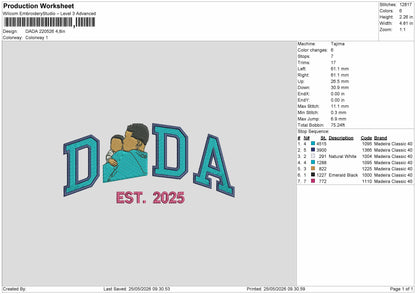 Dada 2205 Embroidery File 6 sizes