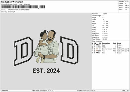 Dad Photoflat 2006 Embroidery Machine Design File 6 sizes