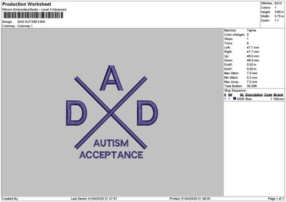 Dadtext 0104 Embroidery File 6 sizes