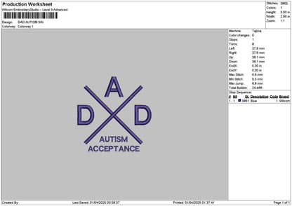 Dadtext 0104 Embroidery File 6 sizes