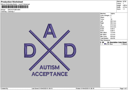 Dadtext 0104 Embroidery File 6 sizes