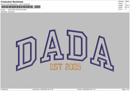 DADA 2025 App Embroidery File 6 sizes