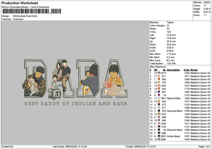 Dada Photo Embroidery File 6 sizes