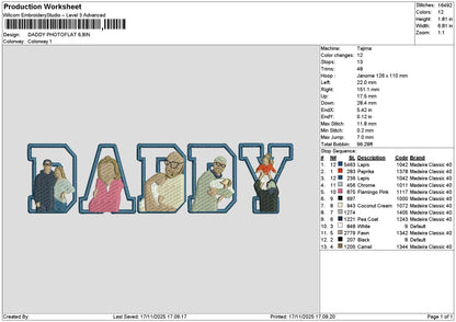 Daddy Photoflat 1711 Embroidery File 6 sizes