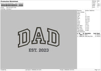 Dad Est23 Embroidery File 6 sizes