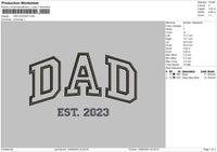 Dad Est23 Embroidery File 6 sizes