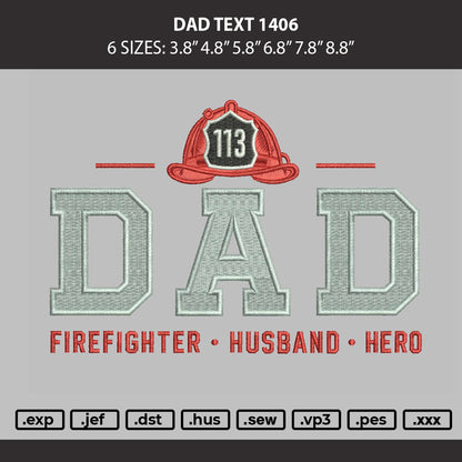 Dad Text 1406 Embroidery Machine Design File 6 sizes