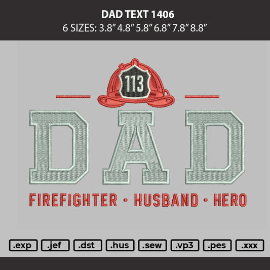 Dad Text 1406 Embroidery Machine Design File 6 sizes