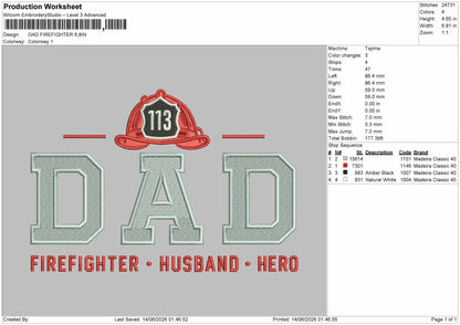 Dad Text 1406 Embroidery Machine Design File 6 sizes
