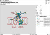 Dad Greninja Embroidery Machine Design File 6 sizes