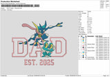 Dad Greninja Embroidery Machine Design File 6 sizes