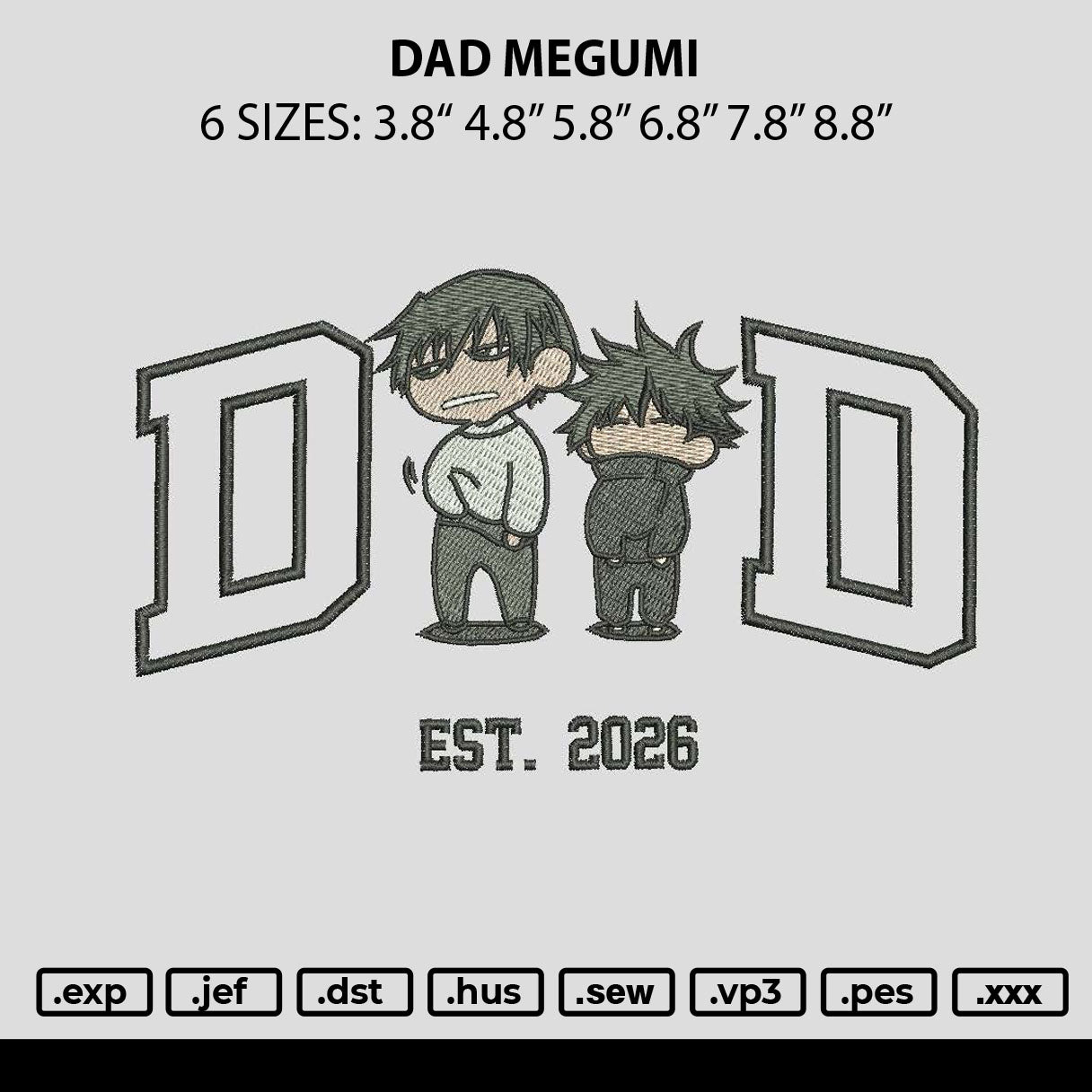 Dad Megumi Embroidery File 6 sizes
