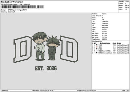 Dad Megumi Embroidery File 6 sizes