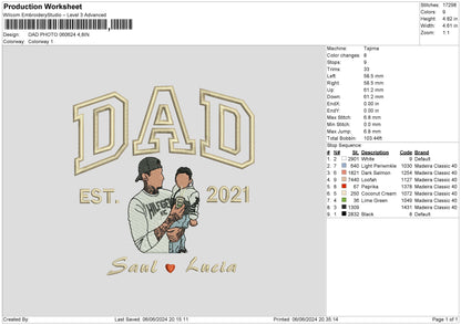 Dad Photo 0624 Embroidery File 6 sizes