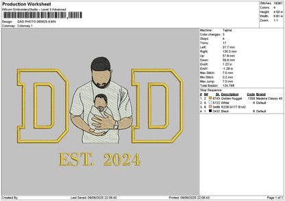 Dad Photo 0606 Embroidery File 6 sizes