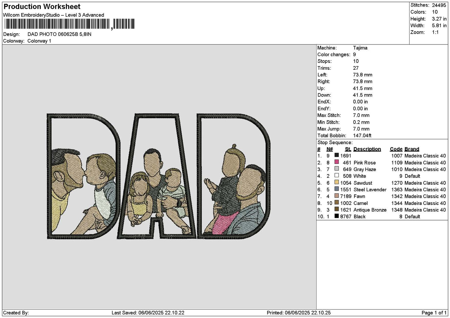 Dad Photo 0606b Embroidery File 6 sizes