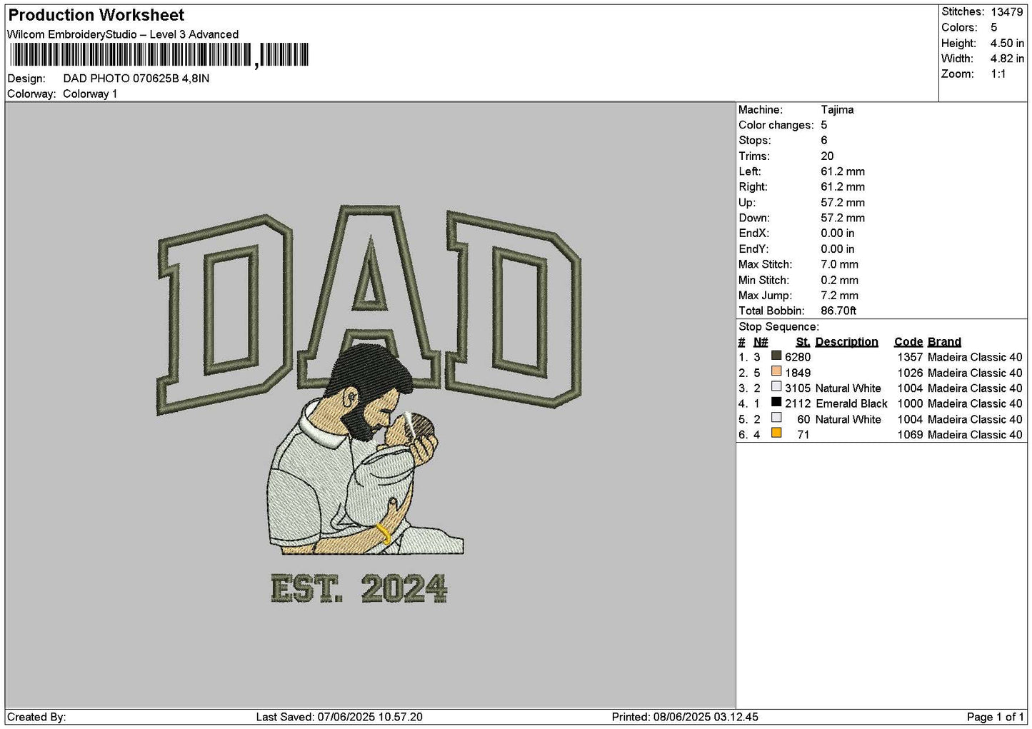Dad Photo 0706b Embroidery File 6 sizes