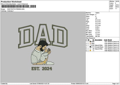 Dad Photo 0706b Embroidery File 6 sizes