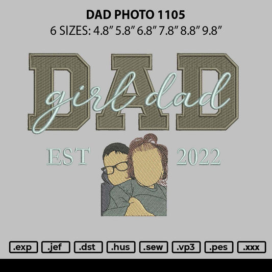 Dad Photo 1105 Embroidery File 6 sizes