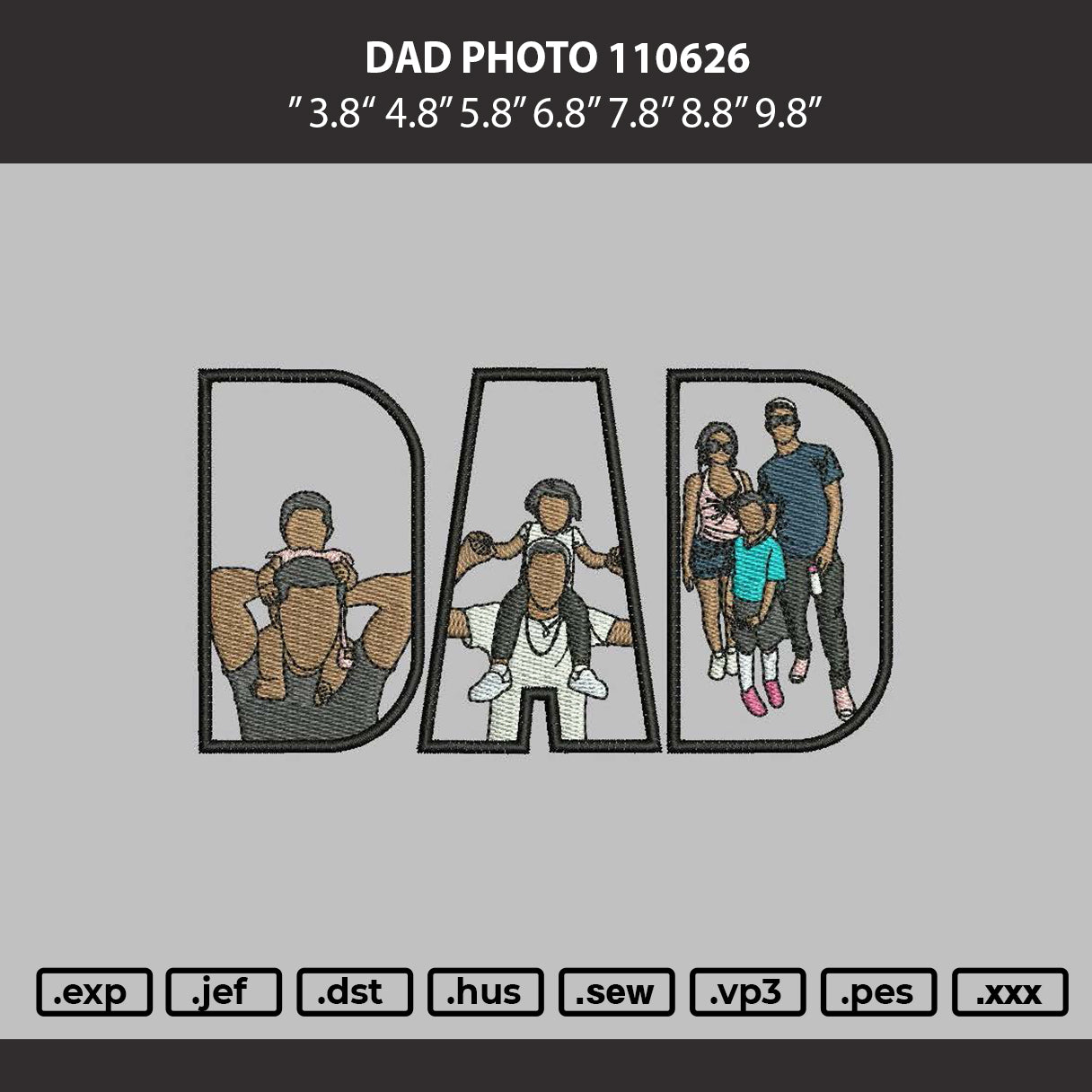 Dad Photoline 110626 Embroidery Machine Design File