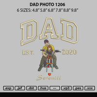 Dad Photo 1206 Embroidery File 6 sizes