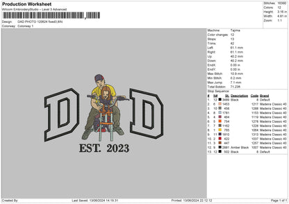 Dad Photo 1206 Embroidery File 6 sizes