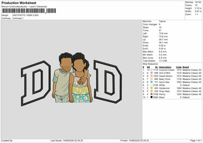 Dad Photo 1406a Embroidery Machine Design File 6 sizes